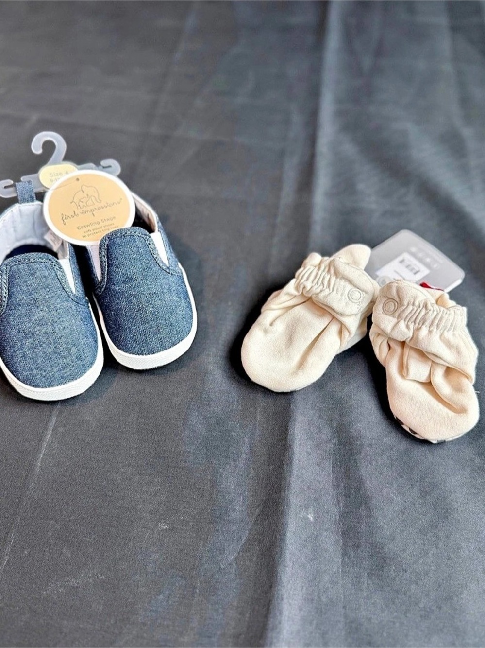 First Impressions Baby Blue & Cream Shoes Set